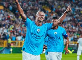 Erling Haaland opened his City account with a debut game goal against Bayern. (Image: twitter/mancity)