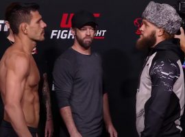 Rafael dos Anjos (left) and Rafael Fiziev (right) will face off in the main event of UFC on ESPN 39 this Saturday. (Image: UFC/YouTube)