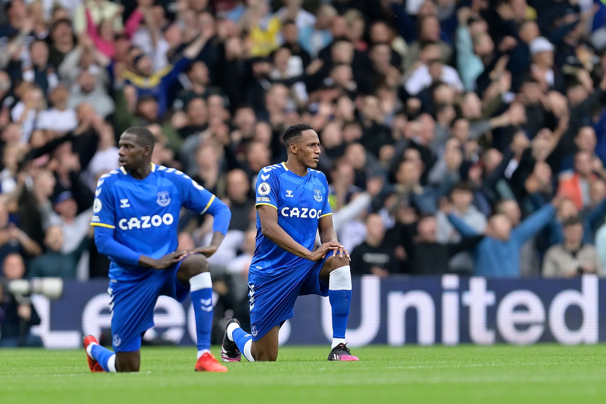 Everton players taking the knee